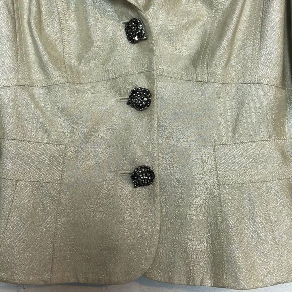 Kay Unger Champagne Metallic Blazer 10 - Picture 4 of 8